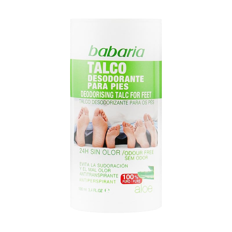 Дезодорант-тальк для ніг Babaria Talc Foot Deodorant з алое вера, 100 мл